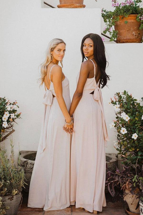 Chiffon Spaghetti Straps Neckline A-line Bridesmaid Dresses BD093