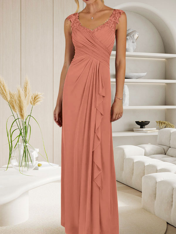 Champagnerfarbenes A-Linien-Kleid mit herzförmigem Ausschnitt und plissiertem Netzstoff