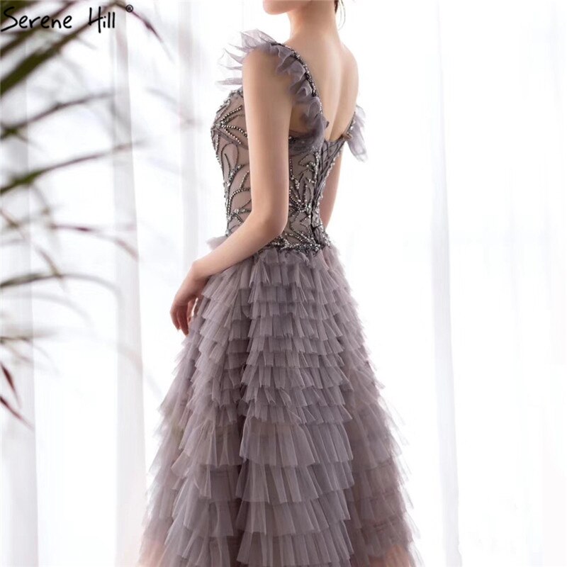 En oferta, sin devolución ni reembolso. Venta de vestidos de noche sexys de corte A sin mangas coloridos 2025 con capas de cuentas y cordones. Diseño de vestido formal LA70435