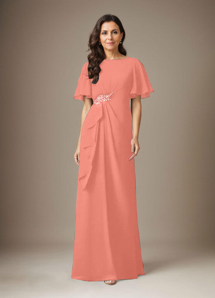 Dunkelmarineblaues Etuikleid aus Chiffon mit Perlen
