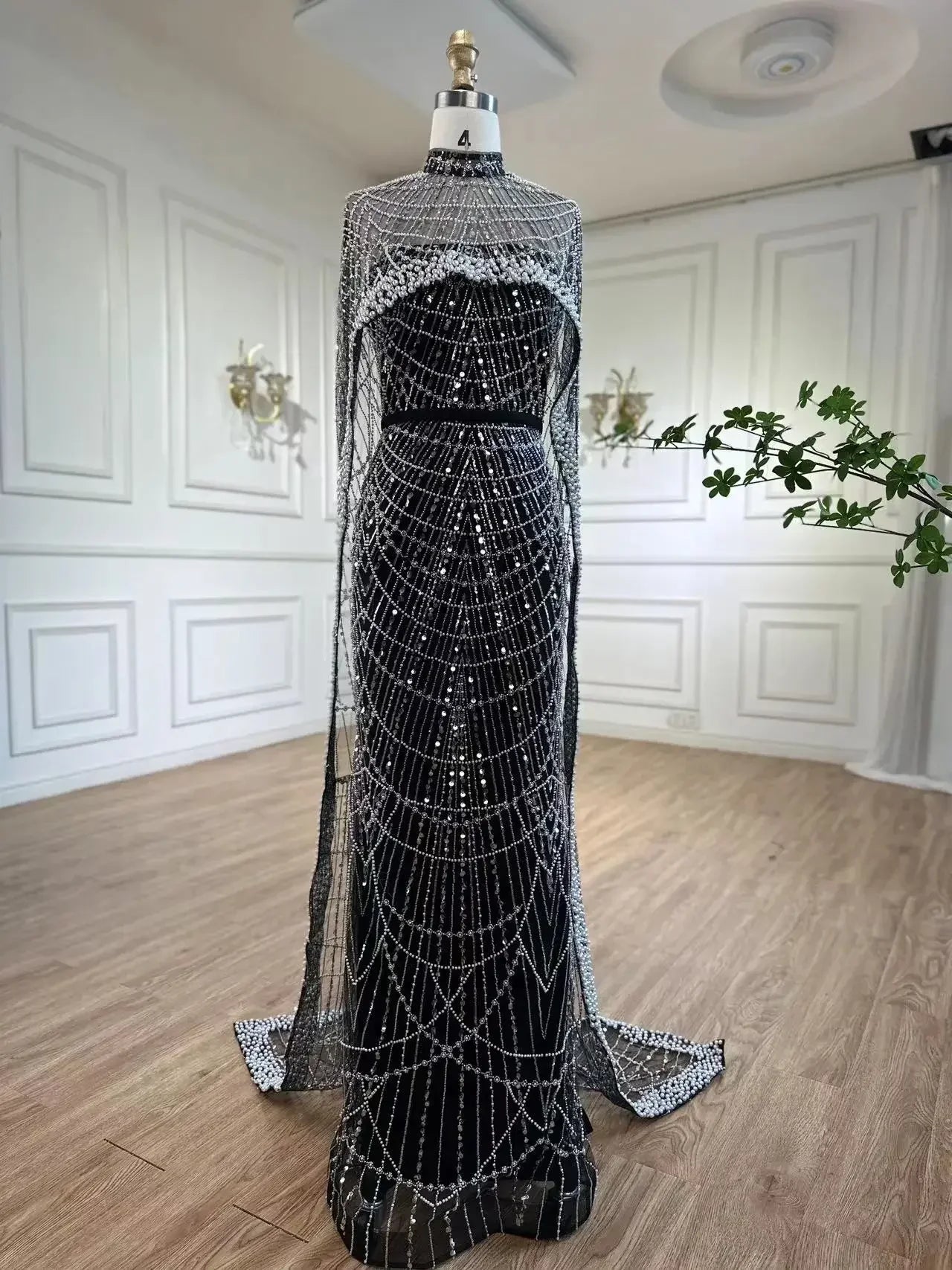 Arabia Nude Mermaid Long Cape Luxus Abendkleider Kleider 2025 Für formelle Anlässe LA72032