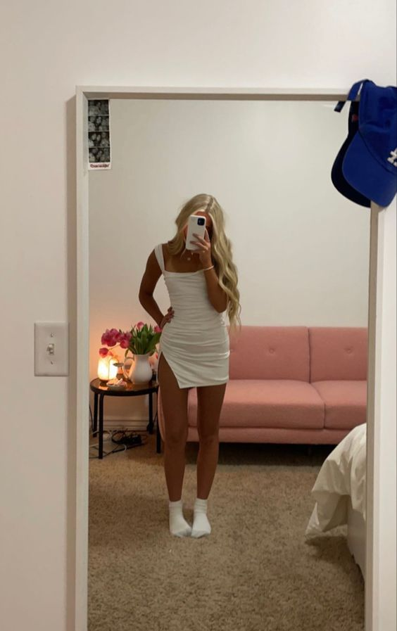 White Short Homecoming Dress,White Party Dress Y1992