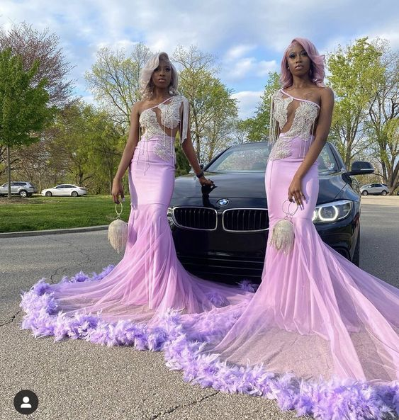 Vestido de fiesta de sirena sexy con plumas, vestido de noche encantador Y6637