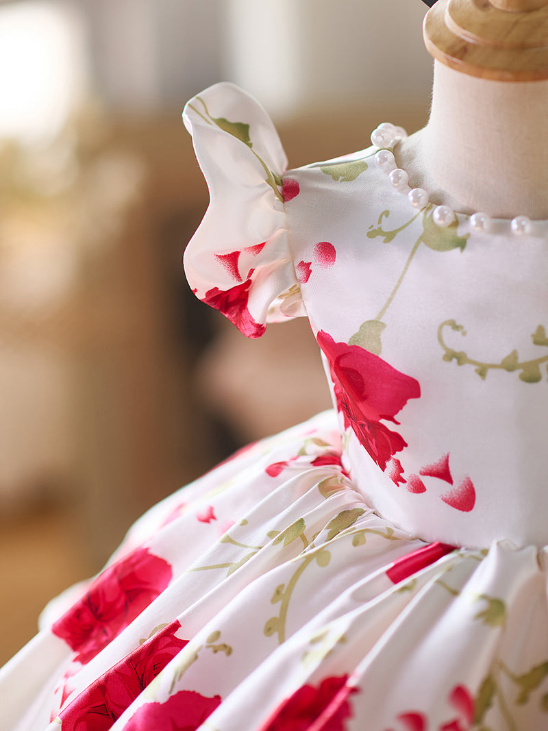 Sleeves Satin Knee-length Baby Girl Dress