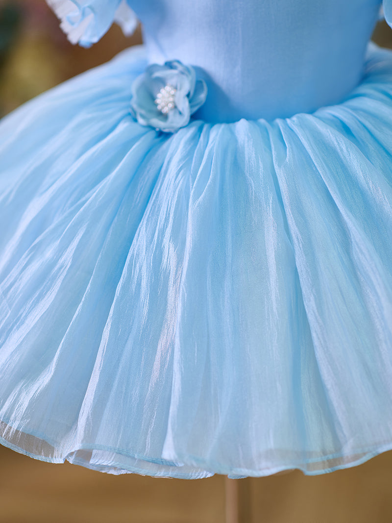 Vestido de organza hasta la rodilla para fiesta de primer cumpleaños de niña