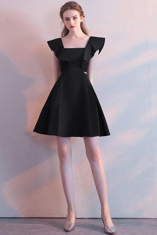 Elegantes Burgunderrotes Ärmelloses Kurzes Homecoming-Kleid mit Quadratischem Ausschnitt