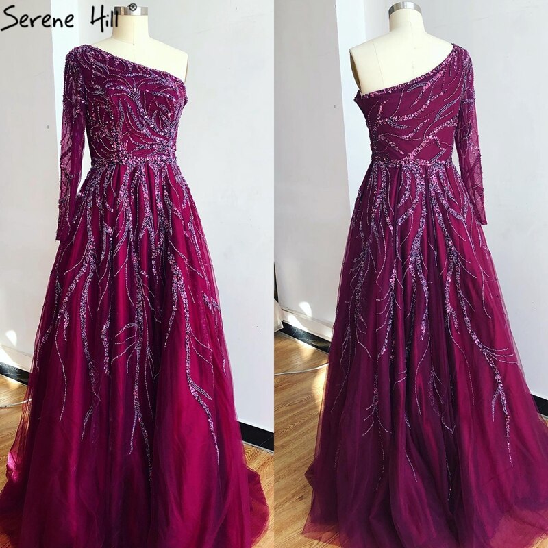 Luxus Dubai One-Shoulder Weinrot Abendkleider LA60988