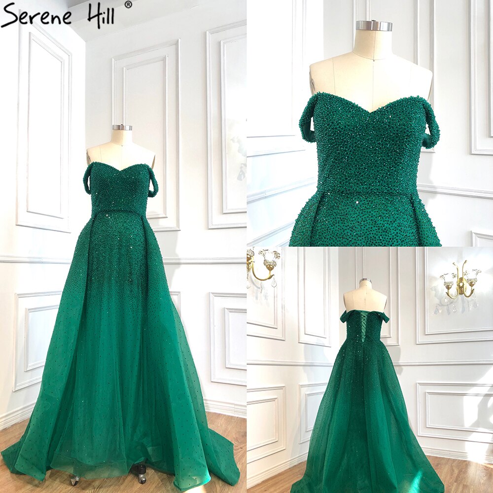 En oferta, sin devolución ni reembolso, vestido de noche de lujo tipo sirena gris de Dubái, sin mangas, 2025, vestido formal sexy con hombros descubiertos, diseño LA70602