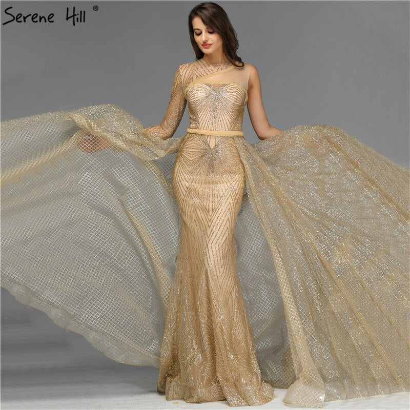 On Sale no return no refundSale Newest Mermaid Elegant Evening Dress Long Sexy Sleeveless Pearls Beading Evening Gowns LA6013 main image 0