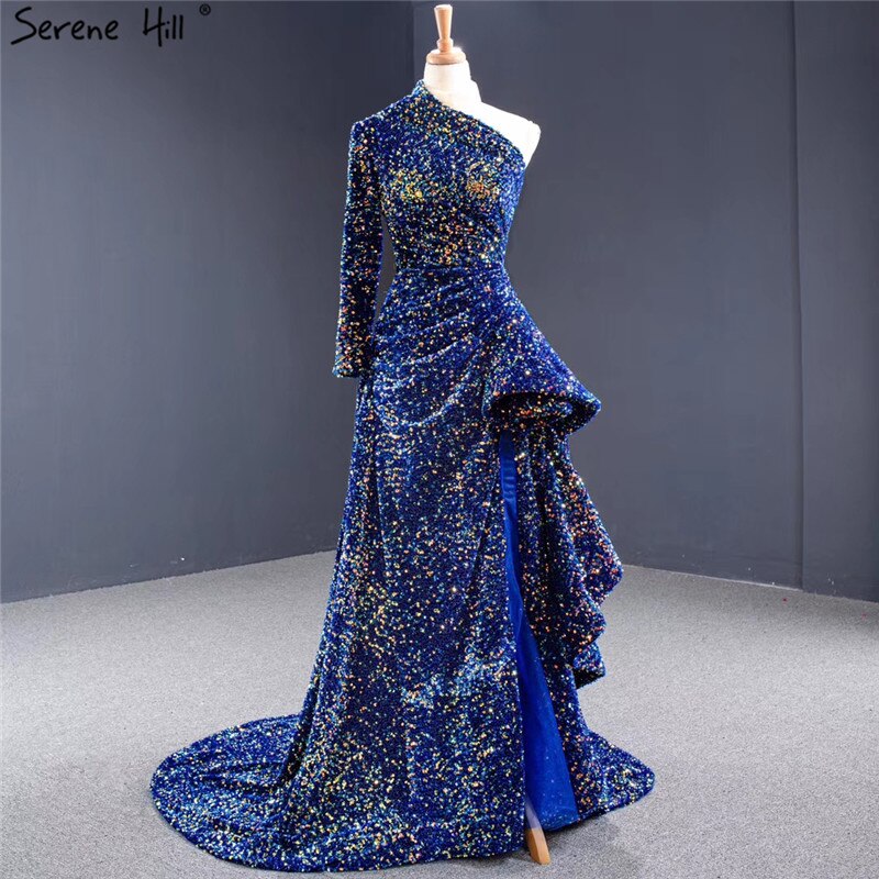 Dubai Luxus One-Shoulder Red Abendkleider 2025 Pailletten Sparkle Mermaid Sexy Fromal Kleid HM67056