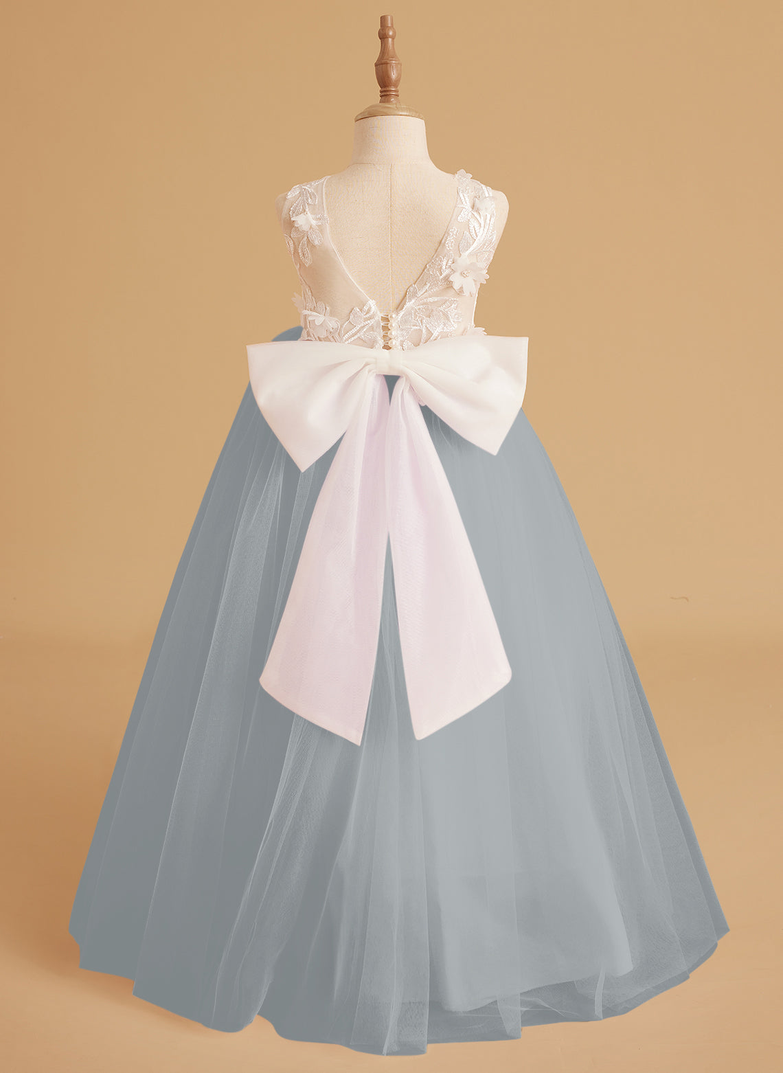 Dream Princess Sleeveless Detachable Train Flower Girl Dress