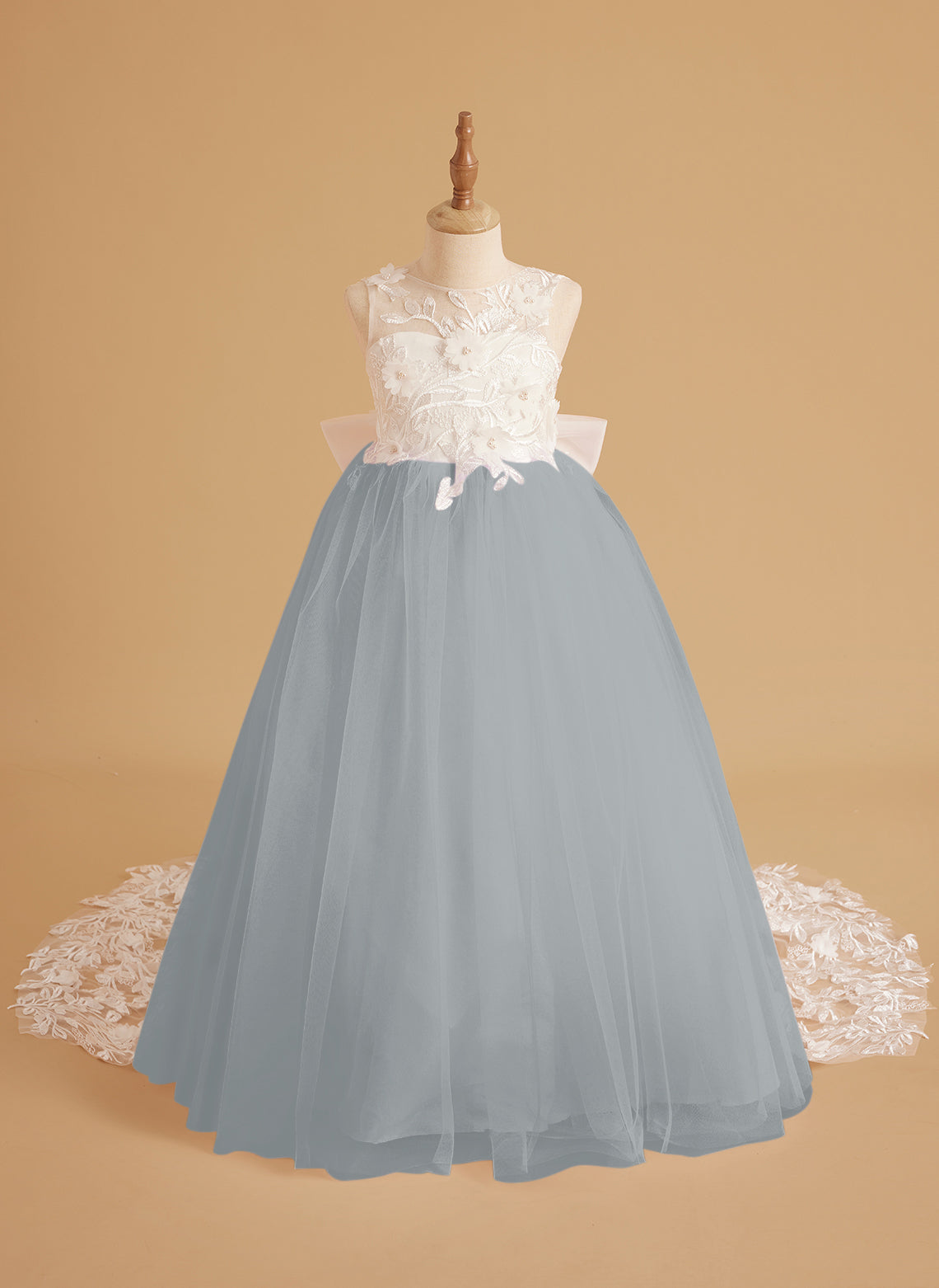 Dream Princess Sleeveless Detachable Train Flower Girl Dress