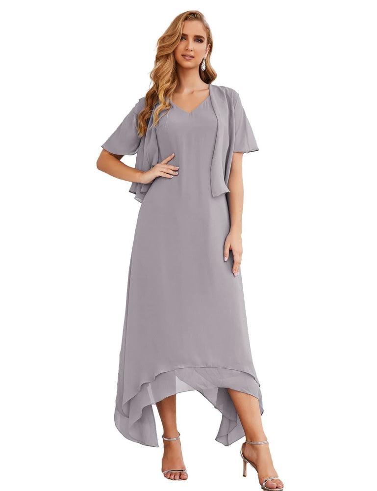 Sunnderly Chiffon Plus Size Mother of Bride Dresses with Jacket Formal Dresses for Wedding SY28073