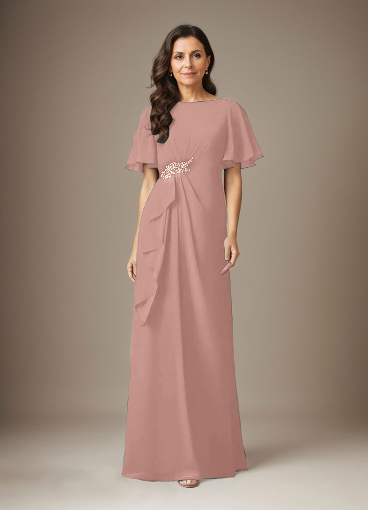 Dunkelmarineblaues Etuikleid aus Chiffon mit Perlen