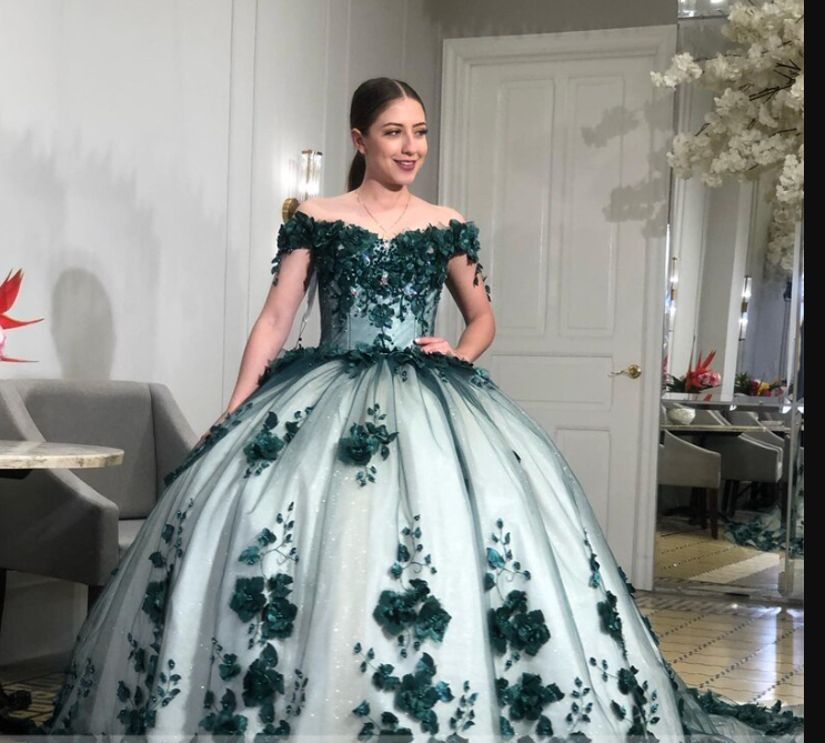 Vestido de fiesta con hombros descubiertos y flores 3D, dulce vestido de cumpleaños para quinceañeras de 15 y 16 años, Y1475