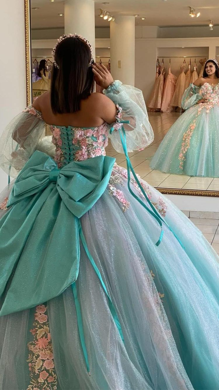 Vestido de quinceañera azul hielo con flores 3D, elegante vestido de fiesta Y2990