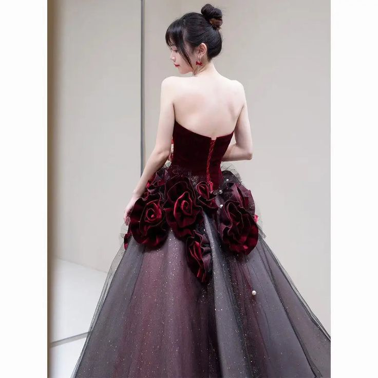 Red long prom dress ball gown evening dress classy gown Y7343