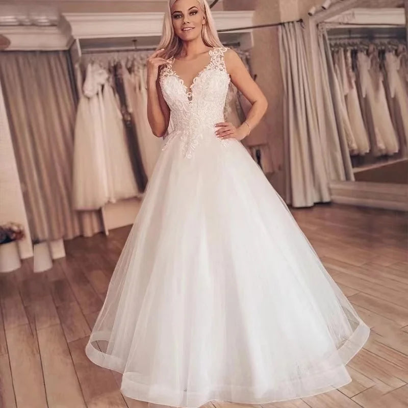 Elegant A Line Boho Custom Made Wedding Dress Beach Bridal Gowns Plus Size Lace Vestidos De Noiva Simple Свадебное платье-payinti