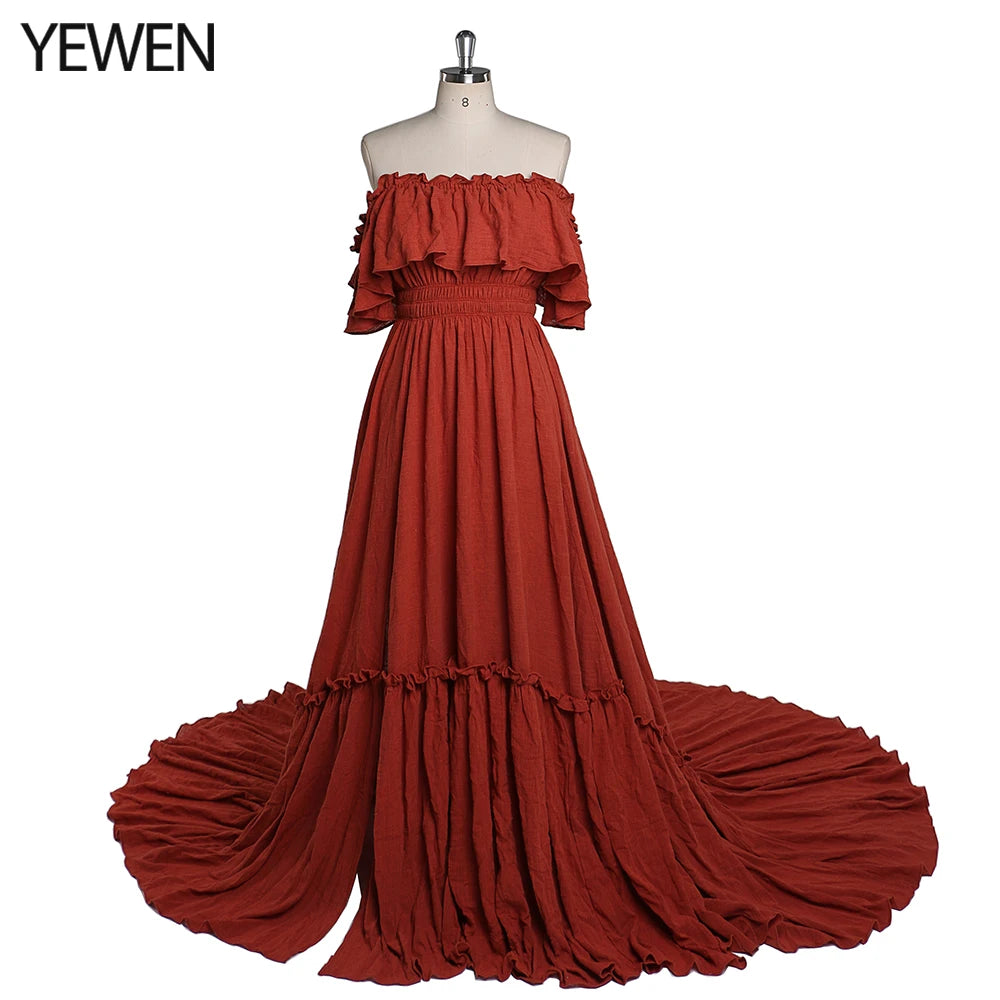 Elegant Off The Shoulder Side Slit Evening Dresses Adjustable Waist Photo Shoot Gown Party Dress Sunnderly SY22107