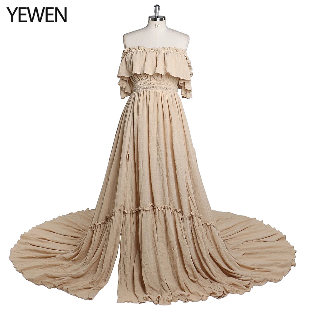 Elegant Off The Shoulder Side Slit Evening Dresses Adjustable Waist Photo Shoot Gown Party Dress Sunnderly SY22107