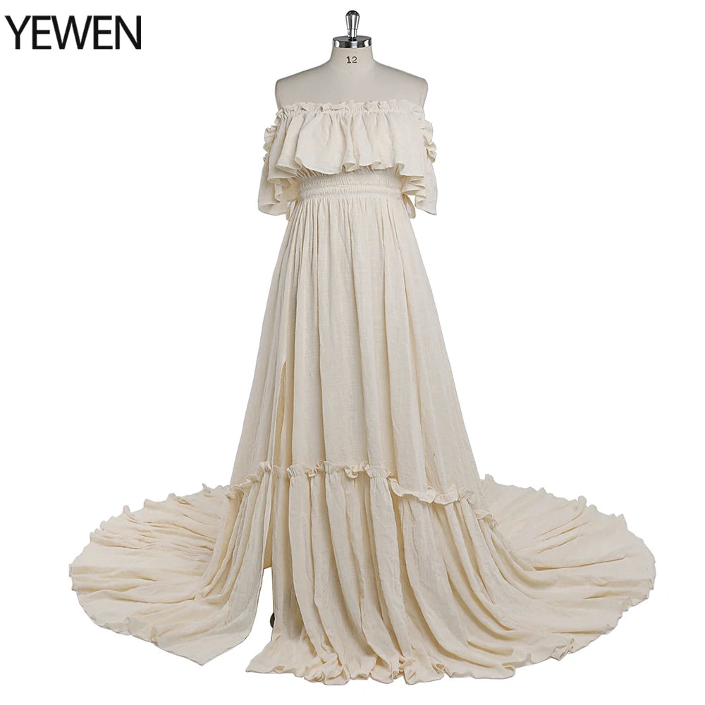 Elegant Off The Shoulder Side Slit Evening Dresses Adjustable Waist Photo Shoot Gown Party Dress Sunnderly SY22107