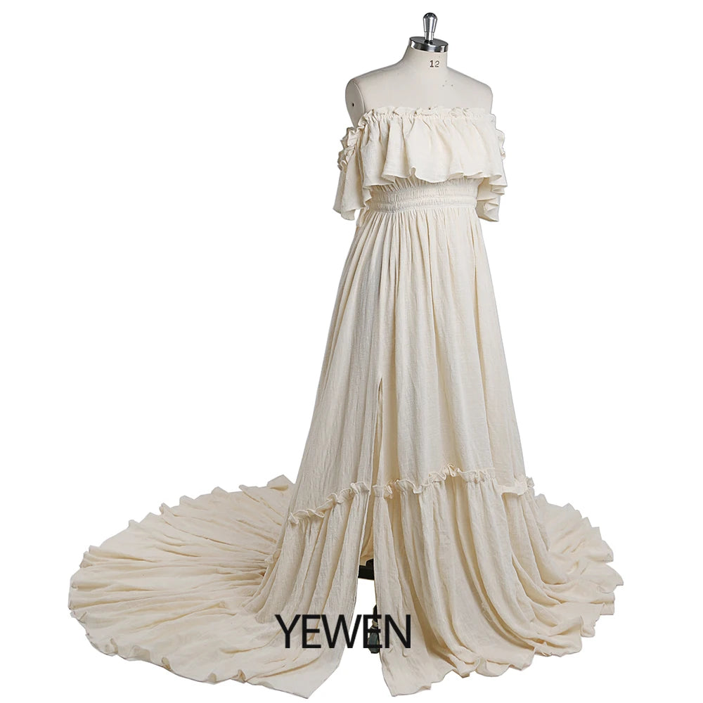 Elegant Off The Shoulder Side Slit Evening Dresses Adjustable Waist Photo Shoot Gown Party Dress Sunnderly SY22107