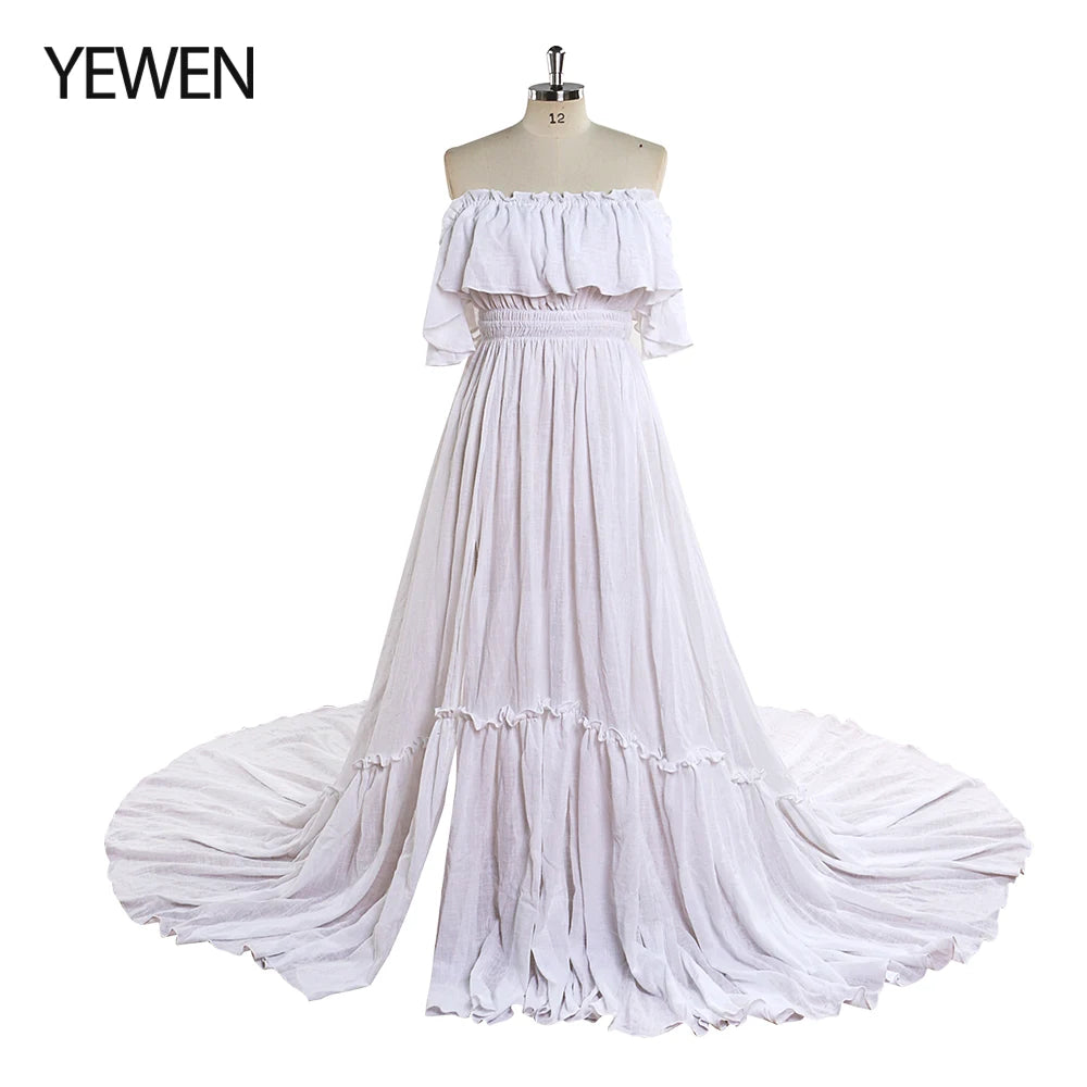 Elegant Off The Shoulder Side Slit Evening Dresses Adjustable Waist Photo Shoot Gown Party Dress Sunnderly SY22107