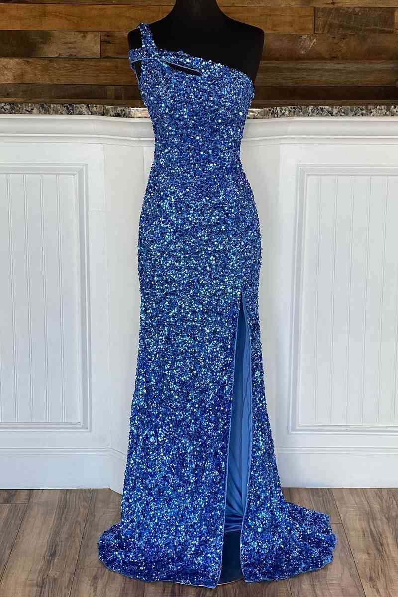 Ballkleid mit einem Träger und Schlitz SYP115