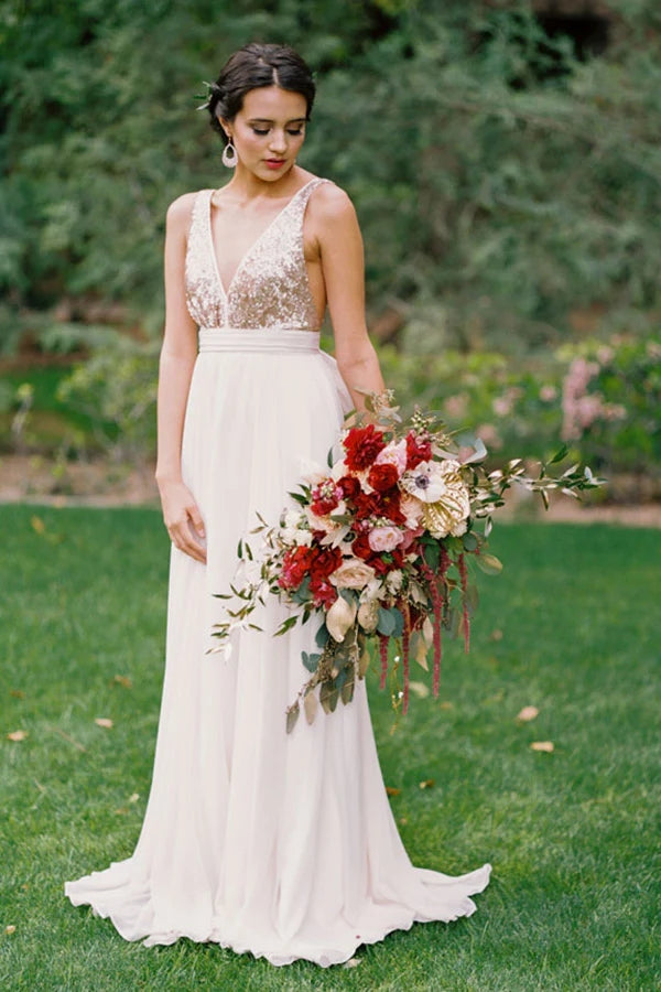 Elegant Open Back V Neck With Bowknot Bridesmaid Dresses BD112