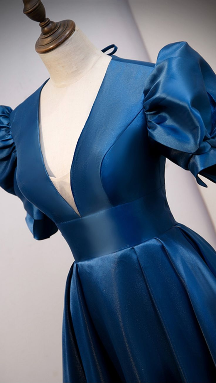 Blaues Satin langes Ballkleid blaues Abendkleid Y4966