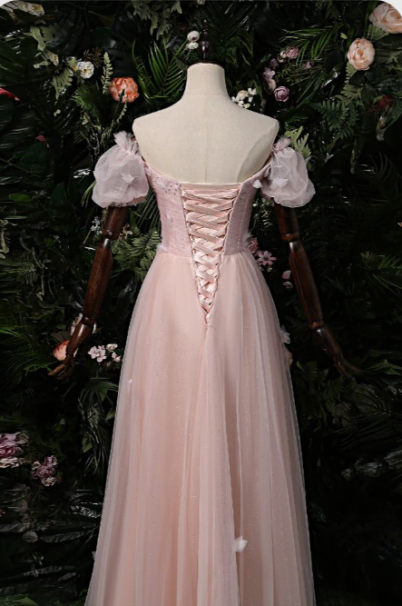 Elegantes Rosa Off The Shoulder Ballkleid, Rosa Abendkleid Y1898