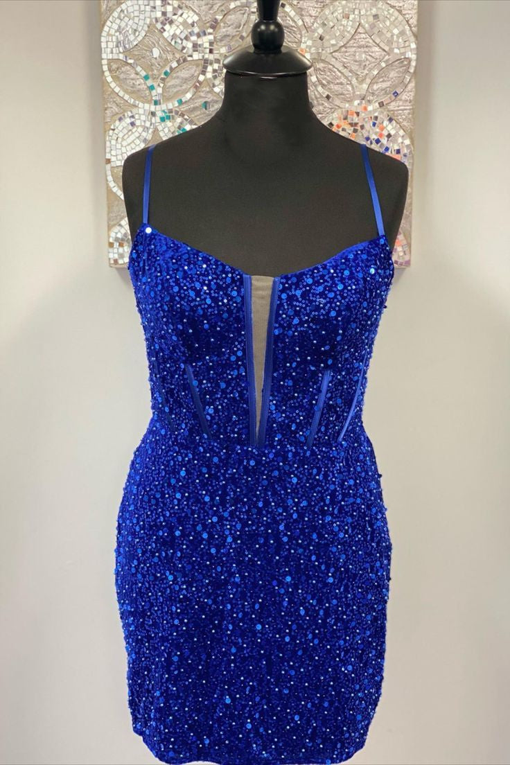 Briella | Vestido de fiesta ajustado con tirantes finos y lentejuelas