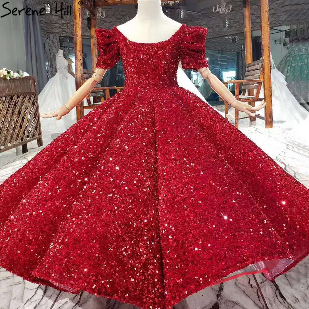 Blumenmädchenkleider Kinder Festzug Ballkleid Mädchen Hochzeit Pailletten Kleidung Für Kinder Klavier Leistung Vestido HTA0047