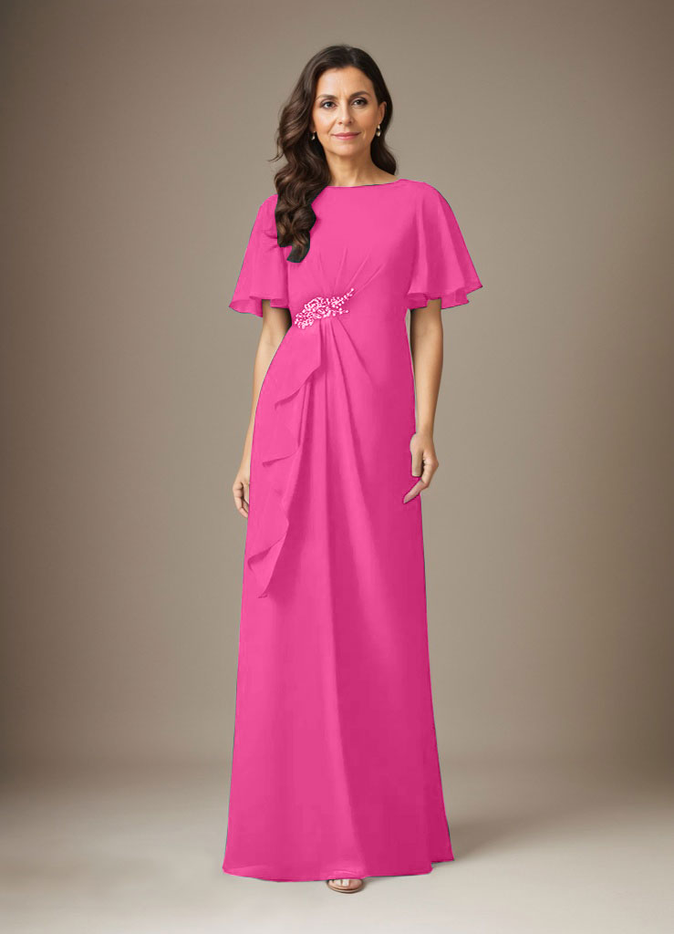 Dunkelmarineblaues Etuikleid aus Chiffon mit Perlen