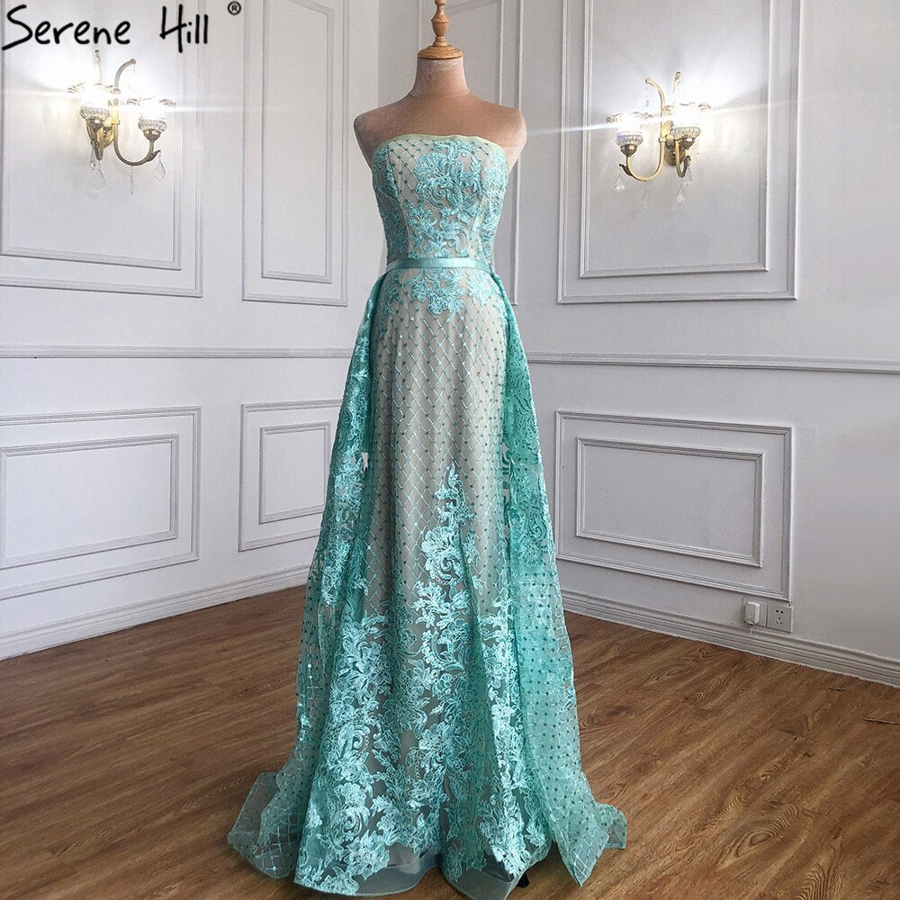 En oferta, sin devolución ni reembolso, vestido de noche verde con hombros descubiertos, corte sirena, sexy, 2025, apliques de lentejuelas, vestidos de noche vintage de lujo LA6361