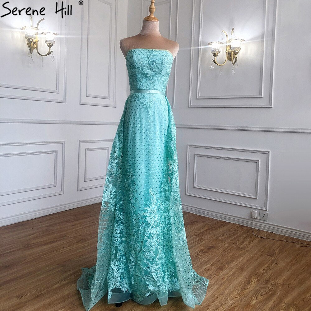 En oferta, sin devolución ni reembolso, vestido de noche verde con hombros descubiertos, corte sirena, sexy, 2025, apliques de lentejuelas, vestidos de noche vintage de lujo LA6361