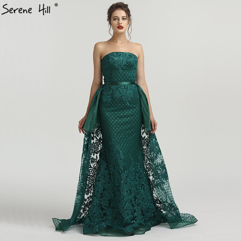En oferta, sin devolución ni reembolso, vestido de noche verde con hombros descubiertos, corte sirena, sexy, 2025, apliques de lentejuelas, vestidos de noche vintage de lujo LA6361