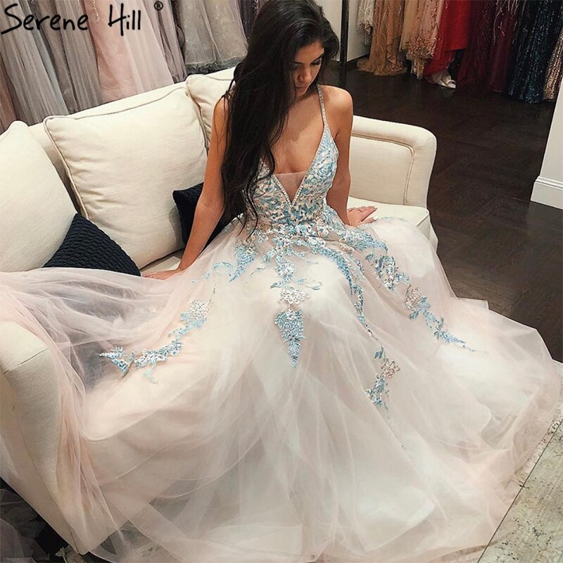 On Sale no return no refundSale White A-Line Sleeveless Sexy Lace  Prom  Dresses 2025 Tulle Crystal Prom Party Dress LA70475