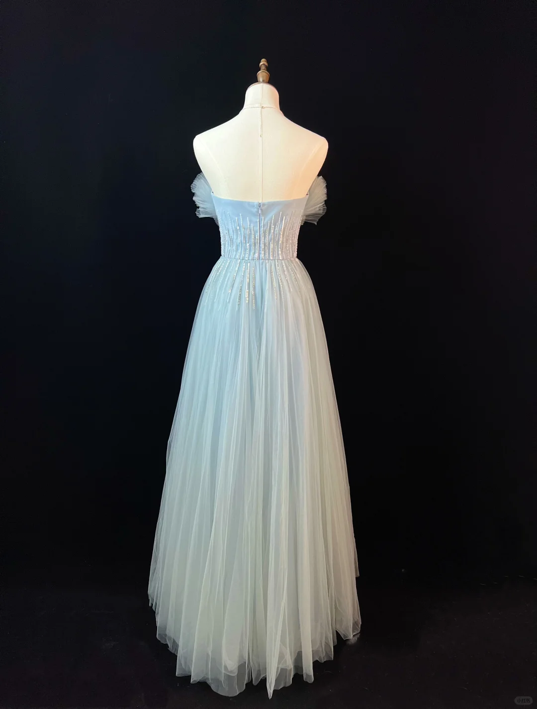 Elegante vestido de fiesta de tul azul con lentejuelas y cuentas, corte en A, vestido de noche Y8646
