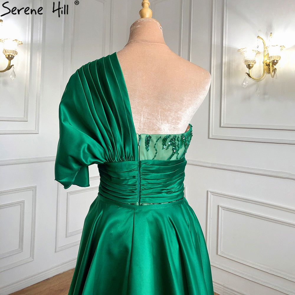 Vestido de noche verde sirena con cola, elegante, de lujo, con cuentas, para mujer, fiesta, LA71108