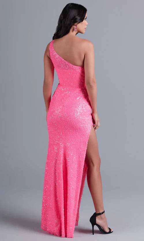Pinkes One-Shoulder-Ballkleid mit Pailletten SYP80