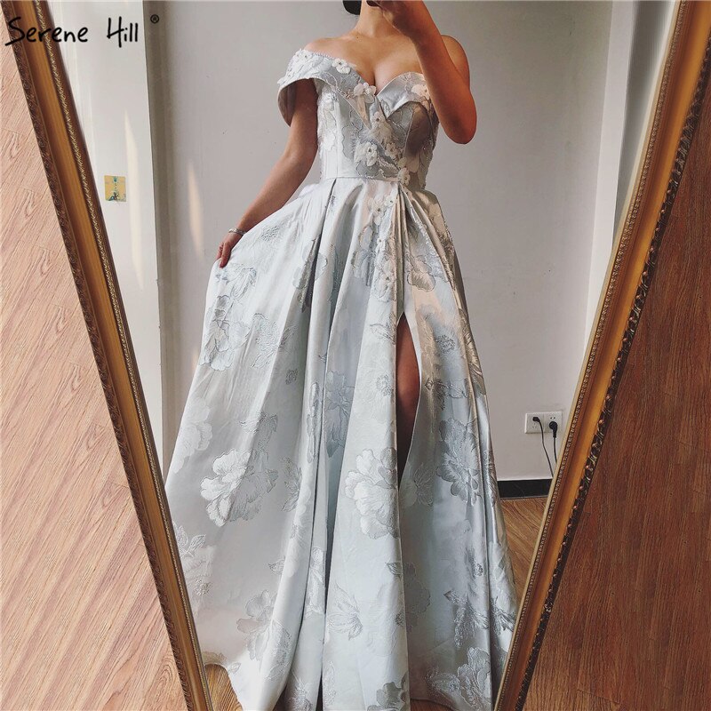 En oferta, sin devolución ni reembolso. Oferta, vestido de noche largo color marfil con un solo hombro, sexy, 2025, Dubái, hecho a mano, con flores y diamantes, vestido formal LA60947.
