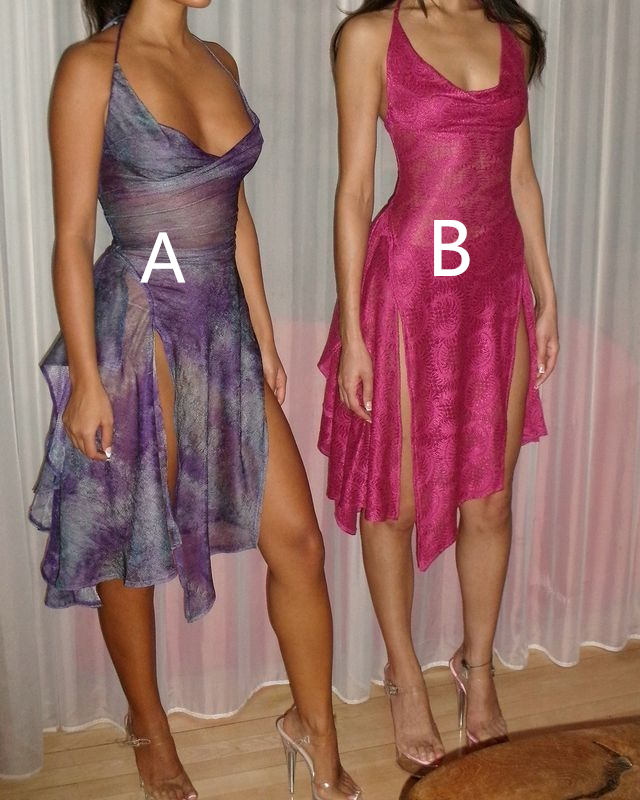 Vintage Halter A Line Slit Cocktail Dress Short Party Dress Y8491