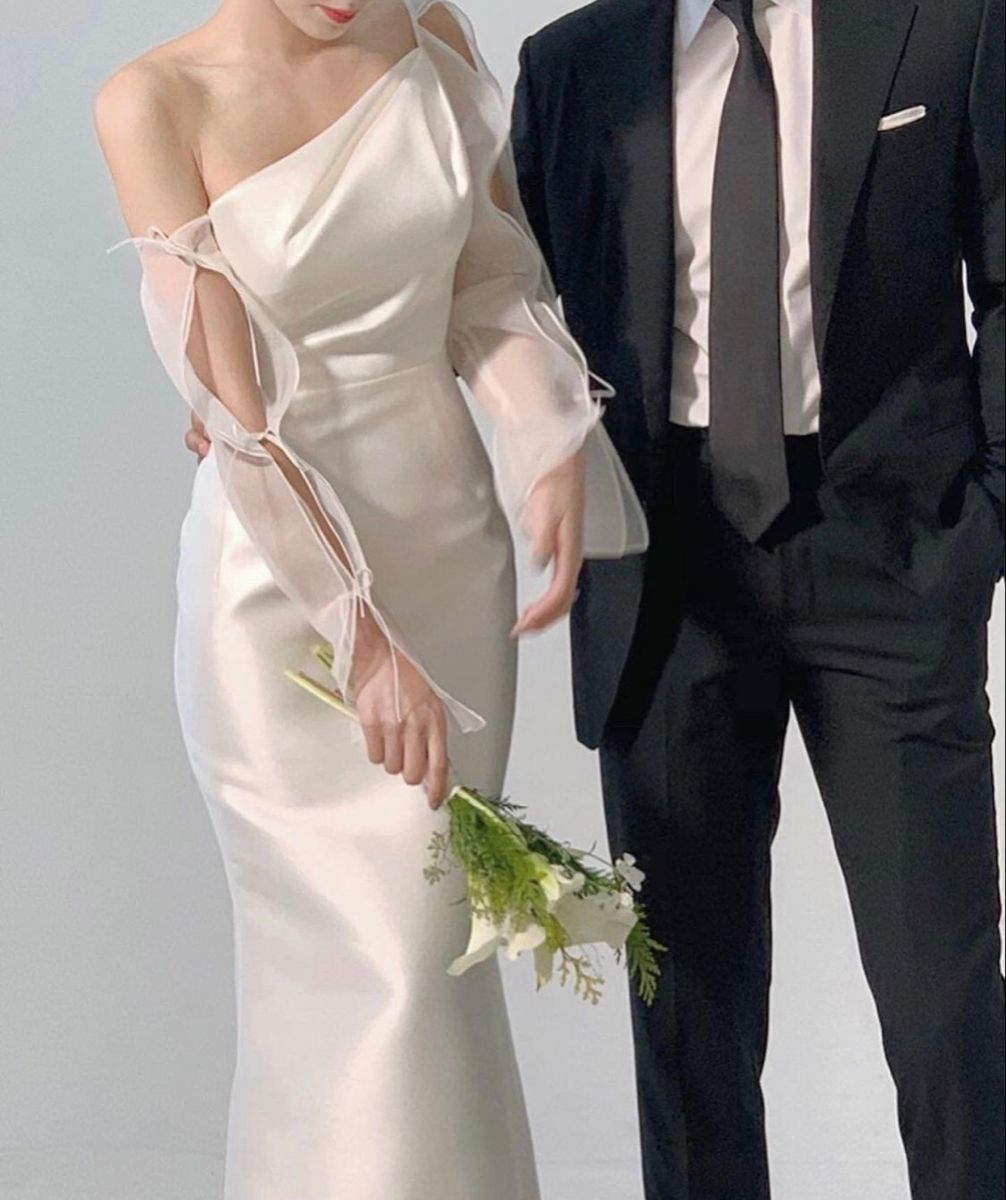 Elegante vestido de novia blanco de corte sirena, vestido de novia blanco Y2652