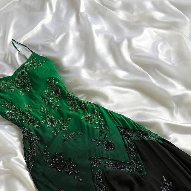 Gorgeous Ombre Green Chiffon Beaded Prom Dress Mermiad Evening Dress Y7731
