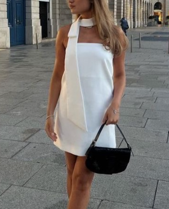 Women's White Strapless Mini Dress,White Short Homecoming Dress Y1999