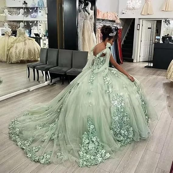 Damen Spaghetti Quinceanera Ballkleid Spitzenapplikation für Sweet 15 16 Kleider Y3038