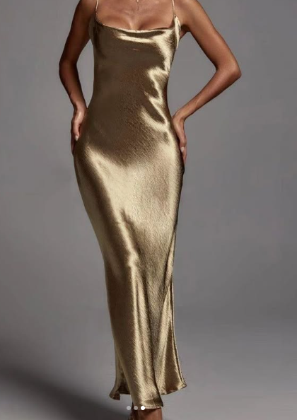Einfaches Spaghettiträger Abendkleid, Abendkleid Y1988