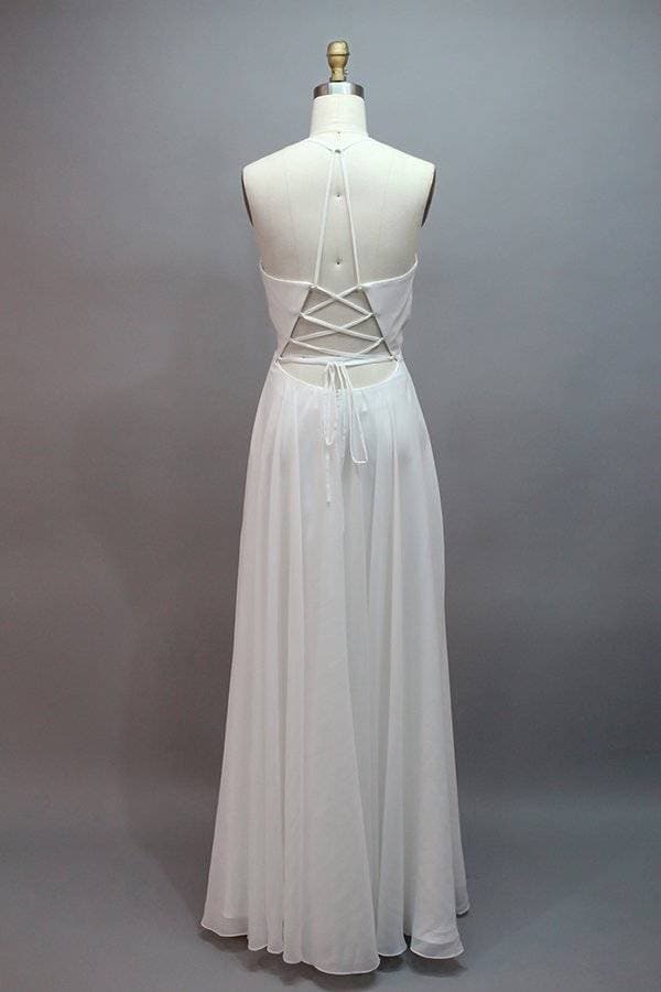 V Neck A-Line Long Prom Dress with Slit SCB65