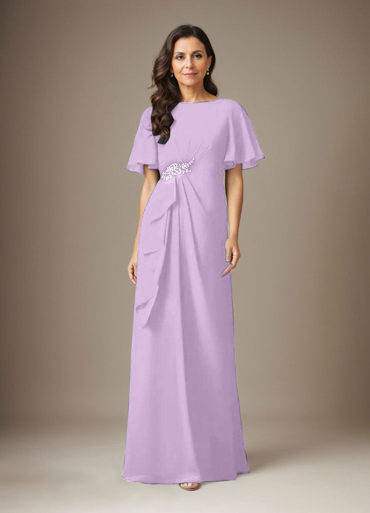 Dunkelmarineblaues Etuikleid aus Chiffon mit Perlen